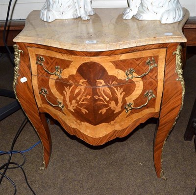 Lot 749 - A Louis XV style bombe commode with marble top