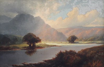 Lot 1049 - H*C*Booth? (19th Century) Sunset mountainous...