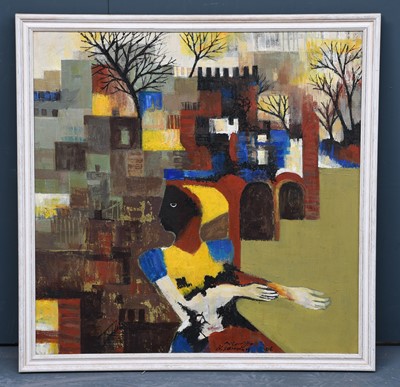 Lot 422 - African School (Contemporary) Figure before a...