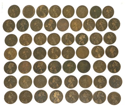 Lot 224 - Full Run of Victoria 'Bun Head' Pennies, to...