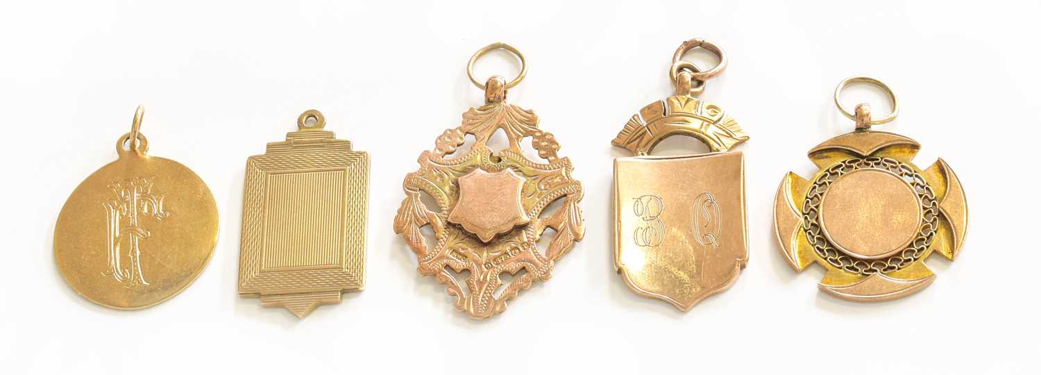 Lot 73 - Five 9 Carat Gold Medallions, of varying...