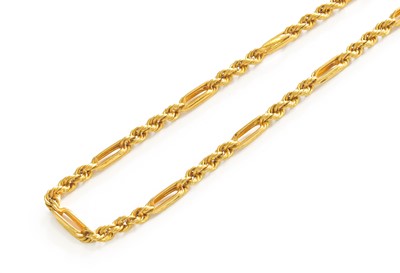 Lot 75 - A Figaro Link Necklace, clasp stamped '916',...
