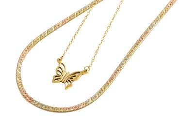 Lot 165 - A 9 Carat Gold Butterfly Necklace, the...