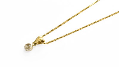 Lot 146 - A Cubic Zirconia Solitaire Pendant on Chain,...