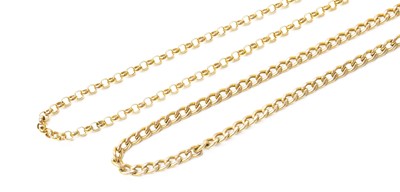 Lot 97 - A 9 Carat Gold Trace Link Chain, length 44.5cm;...