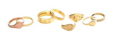 Lot 95 - Four 9 Carat Gold Band Rings, of varying sizes;...