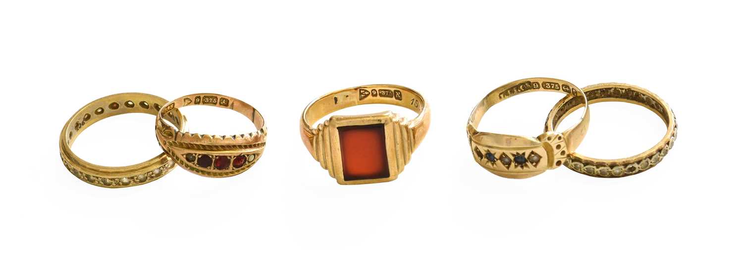 Lot 145 - Three 9 Carat Gold Rings, comprising of a...