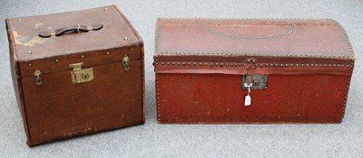 Lot 286 - 19th Century Studded Domed Trunk, in red...