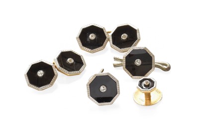 Lot 235 - A Pair of Onyx and Diamond Cufflinks, Two...