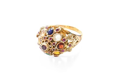 Lot 231 - A Multi-Gem Set Ring, stamped ‘18K’, finger...