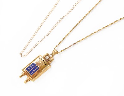 Lot 243 - An Enamel and Diamond Pendant on Chain,...