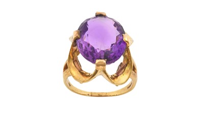 Lot 2184 - A 14 Carat Gold Amethyst Ring the oval cut...