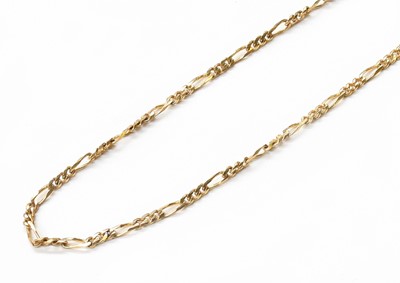 Lot 178 - A 9 Carat Gold Figaro Link Chain, length...