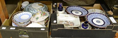 Lot 786 - Two boxes of decorative ceramics including a Worcester Royal Lily pattern part dessert service,...