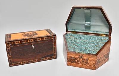 Lot 276 - A Tunbridge Ware Inlaid Two Division Tea Caddy;...