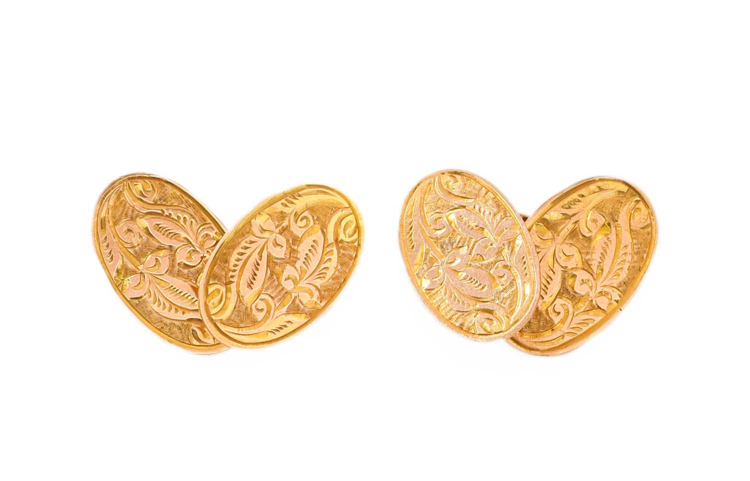 Lot 371 - A Pair of 9 Carat Gold Cufflinks, comprising...