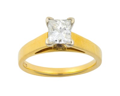 Lot 2085 - A Diamond Solitaire Ring the princess cut...