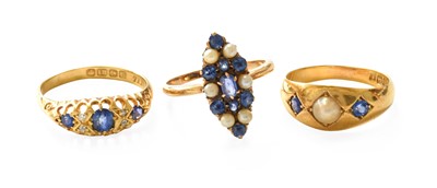 Lot 378 - An 18 Carat Gold Sapphire and Diamond Ring,...