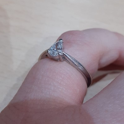 Lot 2055 - A Platinum Diamond Solitaire Ring the pear cut...