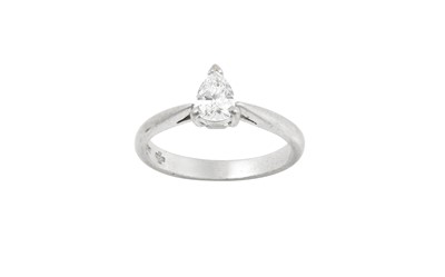 Lot 53 - A Platinum Diamond Solitaire Ring, the pear...