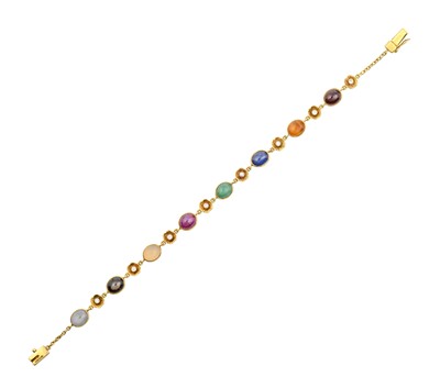Lot 2162 - An 18 Carat Gold Multi Gem-Set Bracelet oval...