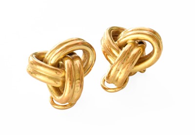 Lot 249 - A Pair of Knot Earrings, unmarked, with clip...