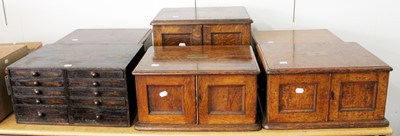 Lot 1128 - Three Early 20th Century Oak Canteen Cabinets,...