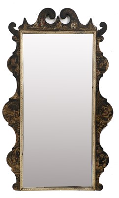 Lot 888 - A Japanned and Parcel-Gilt Wall Mirror, the...