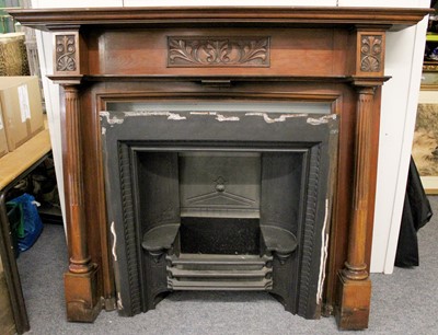 Lot 1287 - A Large Carved Mahogany Fire Surround, with...