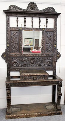 Lot 1318 - A Large Victorian Carved Oak and Mirrored...