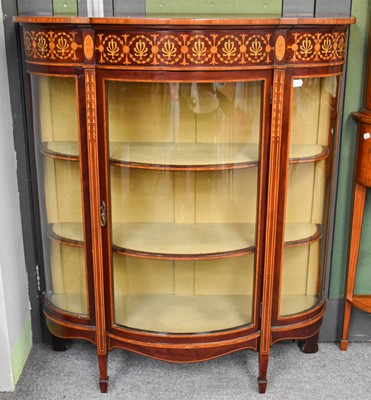 Lot 1229 - An Inlaid Mahogany Bow Fronted Display Cabinet,...