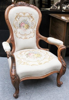 Lot 1196 - A Victorian Open Arm Nursing Chair, with...