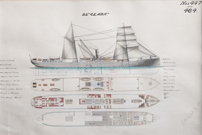 Lot 1011 - Three Ships Plans/Techincal Drawings ''S.S....