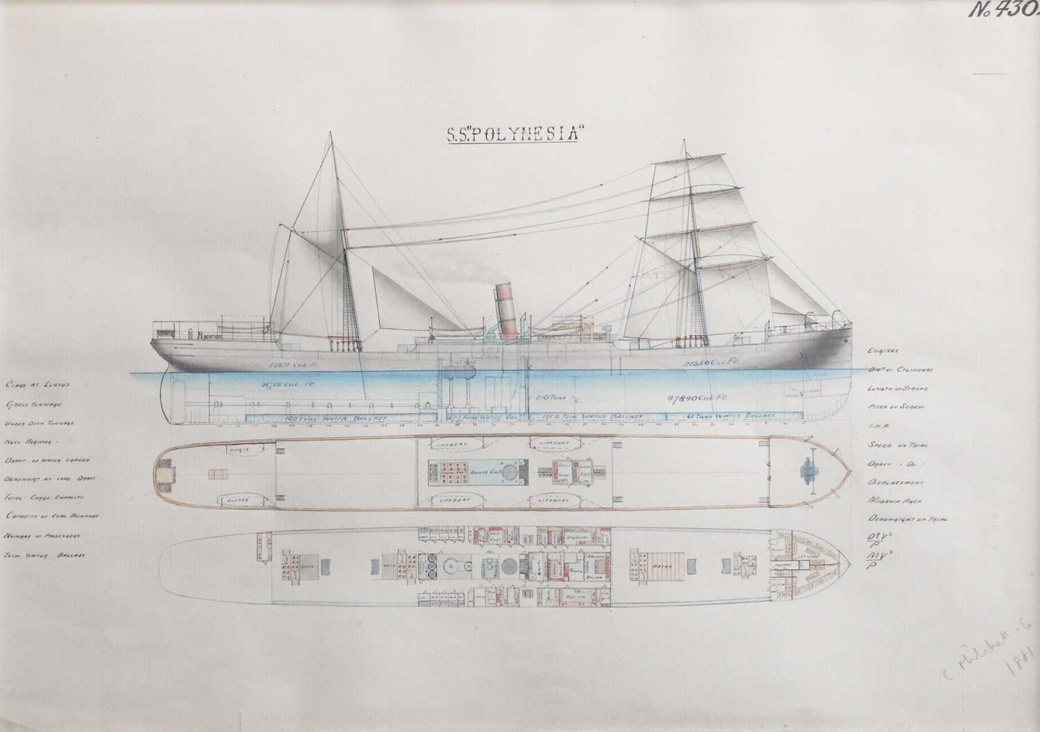 Lot 1011 - Three Ships Plans/Techincal Drawings ''S.S....