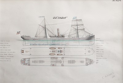 Lot 1011 - Three Ships Plans/Techincal Drawings ''S.S....