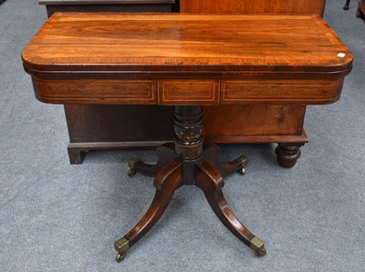 Lot 1245 - A George III Cross Banded Rosewood Fold Over...