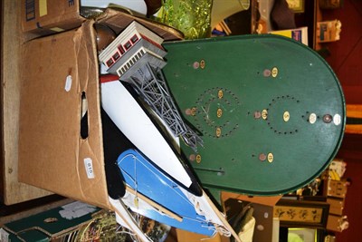 Lot 815 - A wooden bagatelle board together with a boxed Escalado game, two pond yachts and a few other items