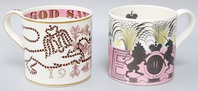 Lot 360 - Two Wedgewood Coronation Mugs, designed by...