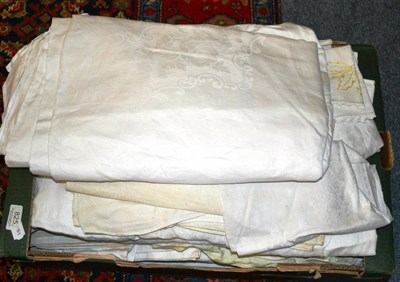 Lot 825 - Six boxes including table linen and fabric