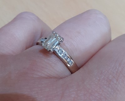 Lot 2020 - An 18 Carat White Gold Diamond Solitaire Ring...