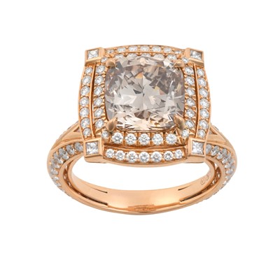 Lot 2334 - An 18 Carat Rose Gold Diamond Cluster Ring, by...