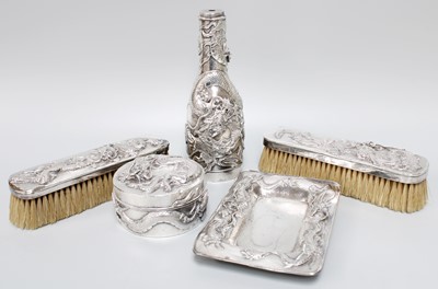 Lot 1003 - A Chinese Export Silver Dressing-Table Set,...