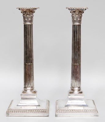 Lot 315 - A Pair of Silver Plate Table-Candlesticks,...