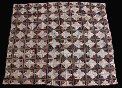 Lot 2001 - 19th Century Patchwork Bed Cover in Log Cabin...