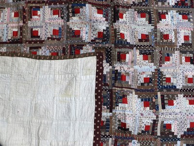 Lot 2001 - 19th Century Patchwork Bed Cover in Log Cabin...