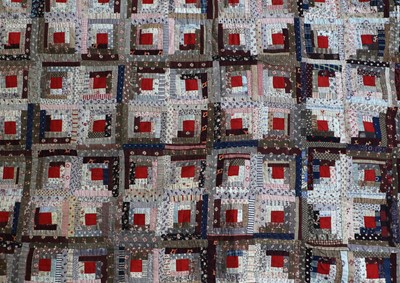 Lot 2001 - 19th Century Patchwork Bed Cover in Log Cabin...