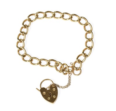 Lot 184 - A 9ct Gold Bracelet, with heart-shaped padlock...