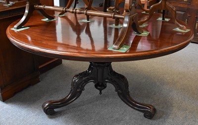 Lot 1242 - A Carved Mahogany Pedestal Table, 136cm by 73cm