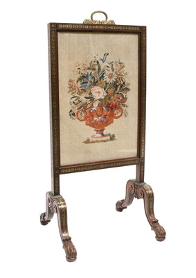 Lot 369 - A Regency Rosewood and Brass-Inlaid Firescreen,...