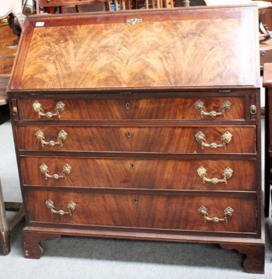 Lot 1295 - A Mahogany Bureau, bookcase top lacking, 107cm...